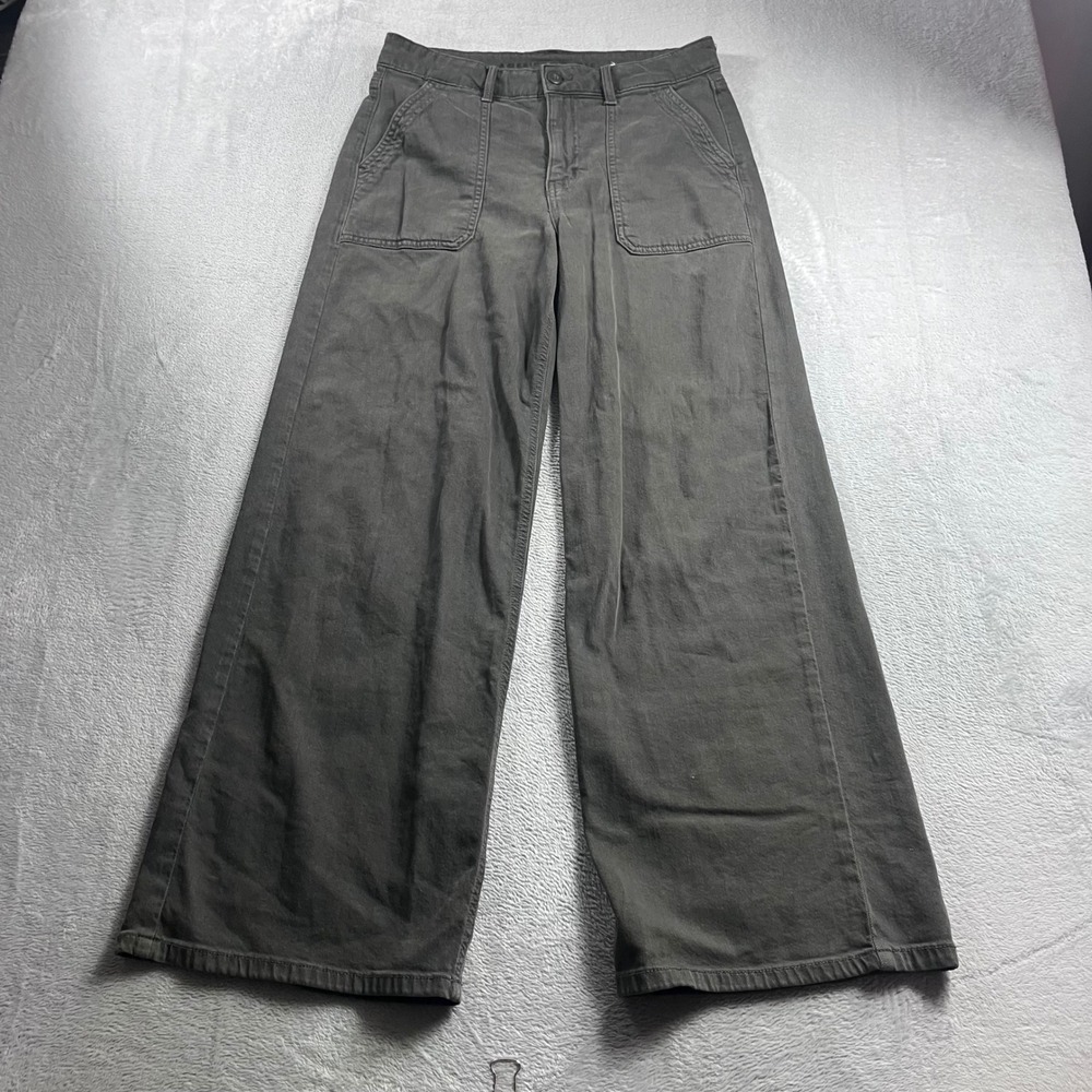 American Eagle Super High-Rise Baggy Wide Leg Pants Gray Size 8 Short